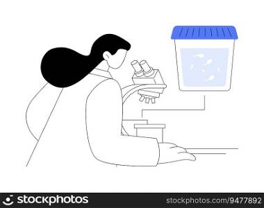 Semen analysis abstract concept vector illustration. Laboratory worker making semen test, reproductive medicine and infertility, gynecology sector, sperm analysis results abstract metaphor.. Semen analysis abstract concept vector illustration.