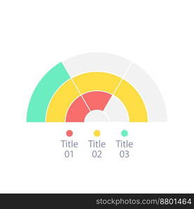 Semicircle infographic diagram design element with three positions ...