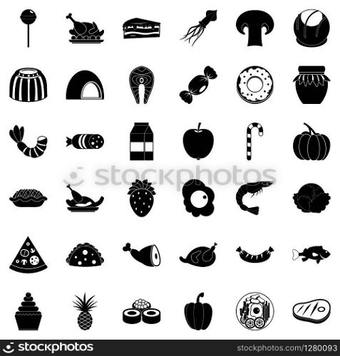 Semolina icons set. Simple set of 36 semolina vector icons for web isolated on white background. Semolina icons set, simple style