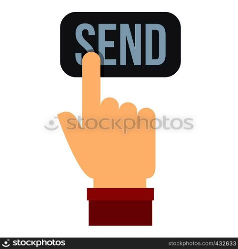 Send button and hand icon flat isolated on white background vector illustration. Send button and hand icon isolated