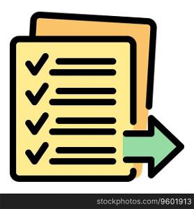 Send document icon outline vector. Credit finance. Loan application color flat. Send document icon vector flat