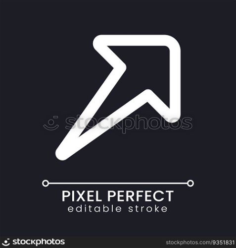 Send message pixel perfect white linear ui icon for dark theme. Online communication. Vector line pictogram. Isolated user interface symbol for night mode. Editable stroke. Poppins font used. Send message pixel perfect white linear ui icon for dark theme