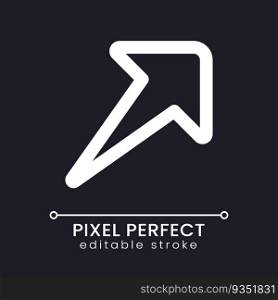 Send message pixel perfect white linear ui icon for dark theme. Online communication. Vector line pictogram. Isolated user interface symbol for night mode. Editable stroke. Poppins font used. Send message pixel perfect white linear ui icon for dark theme