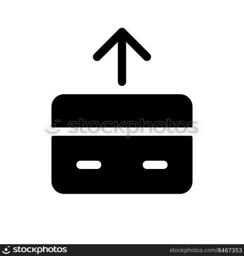 Send money black glyph ui icon. Electronic funds transaction. Outgoing payment. User interface design. Silhouette symbol on white space. Solid pictogram for web, mobile. Isolated vector illustration. Send money black glyph ui icon