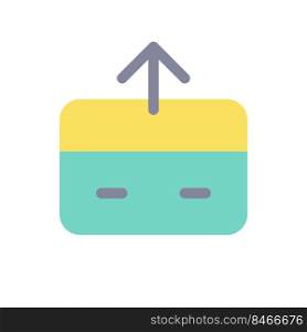 Send money flat color ui icon. Electronic funds transaction. Outgoing payment. Credit card. Simple filled element for mobile app. Colorful solid pictogram. Vector isolated RGB illustration. Send money flat color ui icon