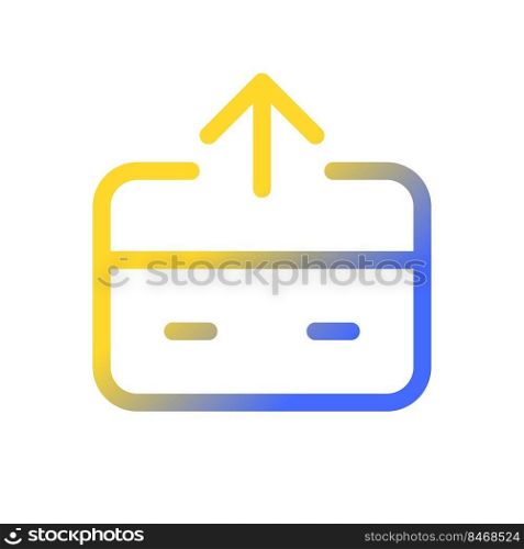 Send money pixel perfect gradient linear ui icon. Electronic funds transaction. Outgoing payment. Line color user interface symbol. Modern style pictogram. Vector isolated outline illustration. Send money pixel perfect gradient linear ui icon