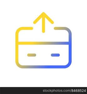 Send money pixel perfect gradient linear ui icon. Electronic funds transaction. Outgoing payment. Line color user interface symbol. Modern style pictogram. Vector isolated outline illustration. Send money pixel perfect gradient linear ui icon