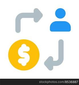 Send money to users online with arrow and dollar sign