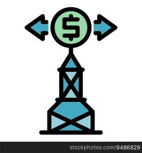 Send money tower icon outline vector. Bank app. Payment mobile color flat. Send money tower icon vector flat