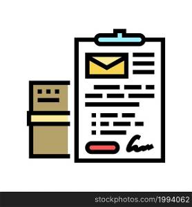 send parcel or letter color icon vector. send parcel or letter sign. isolated symbol illustration. send parcel or letter color icon vector illustration