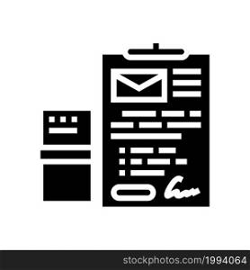 send parcel or letter glyph icon vector. send parcel or letter sign. isolated contour symbol black illustration. send parcel or letter glyph icon vector illustration