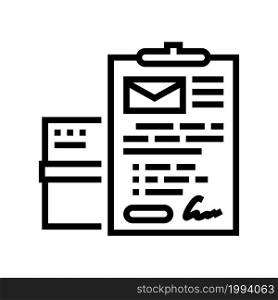 send parcel or letter line icon vector. send parcel or letter sign. isolated contour symbol black illustration. send parcel or letter line icon vector illustration