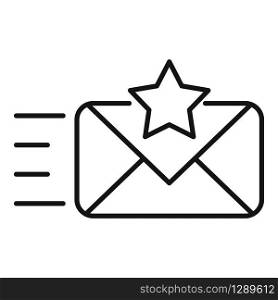 Send smm mail icon. Outline send smm mail vector icon for web design isolated on white background. Send smm mail icon, outline style