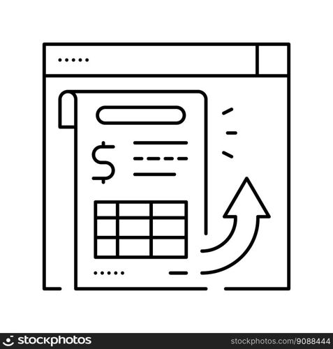 sending invoice line icon vector. sending invoice sign. isolated contour symbol black illustration. sending invoice line icon vector illustration