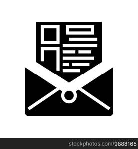 sending mail report glyph icon vector. sending mail report sign. isolated contour symbol black illustration. sending mail report glyph icon vector illustration