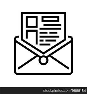 sending mail report line icon vector. sending mail report sign. isolated contour symbol black illustration. sending mail report line icon vector illustration