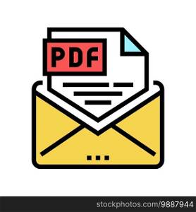 sending pdf file color icon vector. sending pdf file sign. isolated symbol illustration. sending pdf file color icon vector illustration