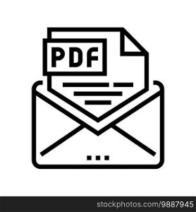 sending pdf file line icon vector. sending pdf file sign. isolated contour symbol black illustration. sending pdf file line icon vector illustration