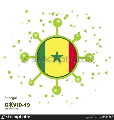 Senegal Coronavius Flag Awareness Background. Stay home, Stay Healthy. Take care of your own health. Pray for Country