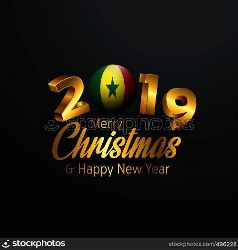 Senegal Flag 2019 Merry Christmas Typography. New Year Abstract Celebration background