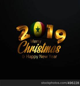 Senegal Flag 2019 Merry Christmas Typography. New Year Abstract Celebration background