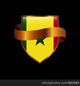 Senegal flag Golden badge design vector