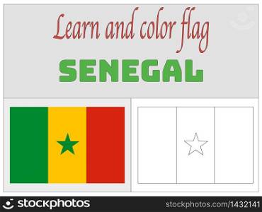 Senegal national country flag. original colors and proportion. Simply vector illustration background. Isolated symbols and object for design, education, learning, postage stamps and coloring book, marketing. From world set