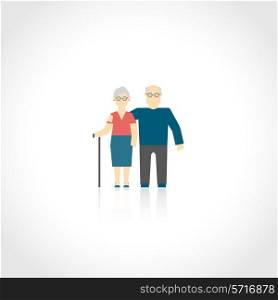 Senior grandparents couple mature people family concept flat icon isolated on white vector illustration