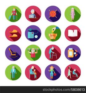 Senior lifestyle icons set with old people symbols isolated vector illustration. Senior Lifestyle Set