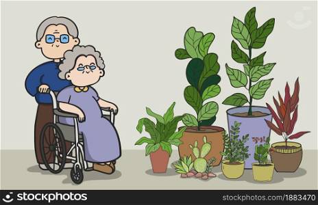 Senior Man and woman, Family elderly People stay at home with lovers and parents.