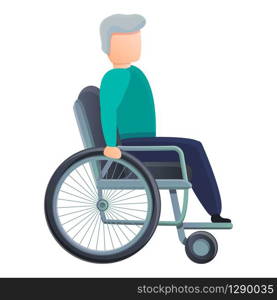 Senior man in wheelchair icon. Cartoon of senior man in wheelchair vector icon for web design isolated on white background. Senior man in wheelchair icon, cartoon style