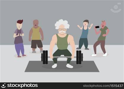 senior man showing workout in the gym