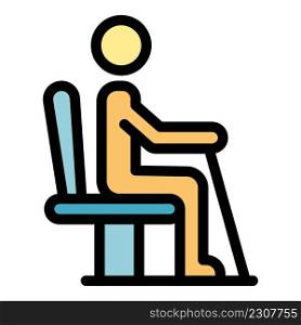 Senior man sit chair icon. Outline senior man sit chair vector icon color flat isolated. Senior man sit chair icon color outline vector