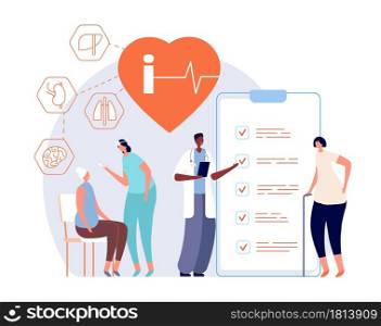 Senior medical exam. Grandparents healthcare, people hospital checkup. Doctors geriatric patient health support vector concept. Healthcare and support pensioner, check heartbeat illustration. Senior medical exam. Grandparents healthcare, disability people hospital checkup. Doctors geriatric patient health support vector concept