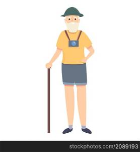 Senior retirement travel icon cartoon vector. Old man. Happy person. Senior retirement travel icon cartoon vector. Old man