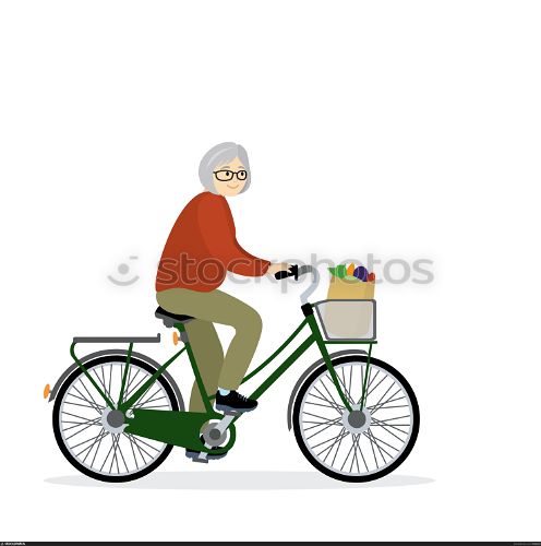 Senior woman Cyclist,isolated on white background,flat vector illustration. Senior woman Cyclist,isolated on white background