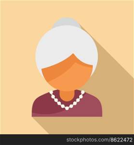 Senior woman icon flat vector. Old age. Adult life. Senior woman icon flat vector. Old age