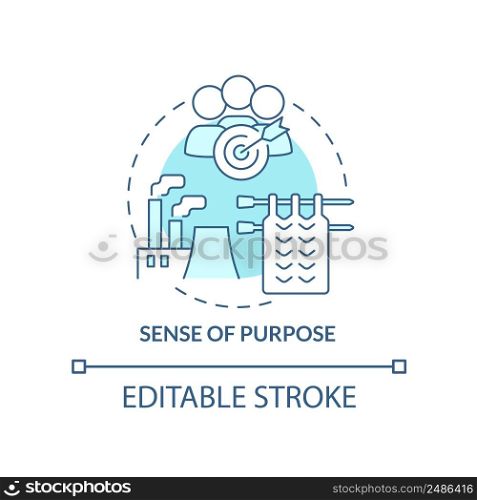 Sense of purpose turquoise concept icon. Social institutions function abstract idea thin line illustration. Isolated outline drawing. Editable stroke. Arial, Myriad Pro-Bold fonts used. Sense of purpose turquoise concept icon