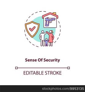 Sense of security concept icon. Family safety. Property protection. Gun right, weapon and regulation control idea thin line illustration. Vector isolated outline RGB color drawing. Editable stroke. Sense of security concept icon