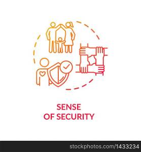 Sense of security concept icon. People teamwork. Cooperation and emotional support idea thin line illustration. Friends and family relationship. Vector isolated outline RGB color drawing. Sense of security concept icon