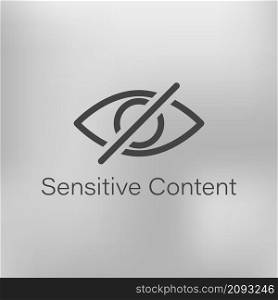 Sensitive content crossed eye on blur background. Censured photo or video warning illustration.