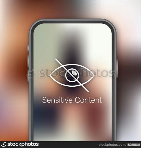 Sensitive photo content. Inappropriate content. Internet safety concept. Attention Sign. Vector stock illustration. . Vector illustration. Sensitive photo content. Inappropriate content. Internet safety concept. Attention Sign. Vector stock illustration.