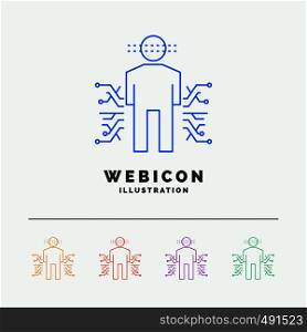 Sensor, body, Data, Human, Science 5 Color Line Web Icon Template isolated on white. Vector illustration. Vector EPS10 Abstract Template background
