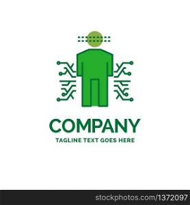 Sensor, body, Data, Human, Science Flat Business Logo template. Creative Green Brand Name Design.