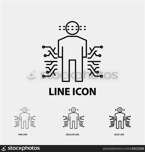 Sensor, body, Data, Human, Science Icon in Thin, Regular and Bold Line Style. Vector illustration. Vector EPS10 Abstract Template background