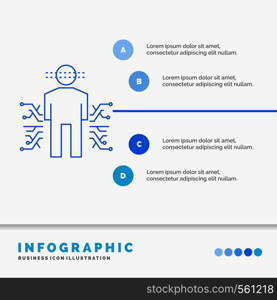 Sensor, body, Data, Human, Science Infographics Template for Website and Presentation. Line Blue icon infographic style vector illustration. Vector EPS10 Abstract Template background