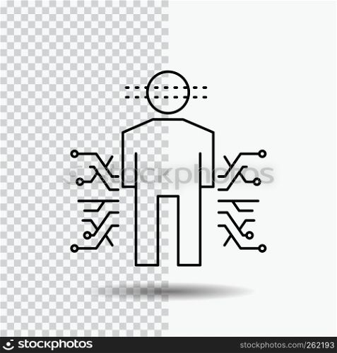 Sensor, body, Data, Human, Science Line Icon on Transparent Background. Black Icon Vector Illustration