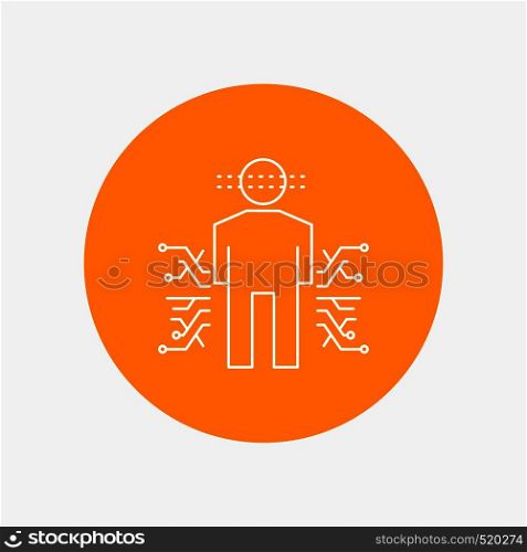 Sensor, body, Data, Human, Science White Line Icon in Circle background. vector icon illustration. Vector EPS10 Abstract Template background