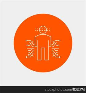 Sensor, body, Data, Human, Science White Line Icon in Circle background. vector icon illustration. Vector EPS10 Abstract Template background