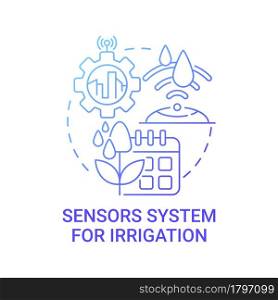 Sensor system for irrigation gradient blue concept icon. Automatic system in city abstract idea thin line illustration. Parks and alleys moisturizing. Vector isolated outline color drawing.. Sensor system for irrigation gradient blue concept icon